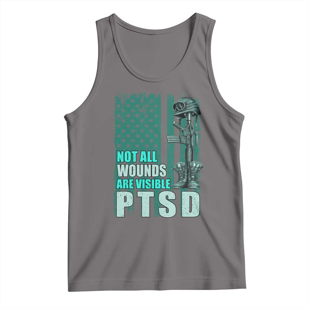 PTSD Awareness Not All Wounds Are Visible Tank Top PTSD Veteran Military Soldier TS11 Deep Heather Print Your Wear