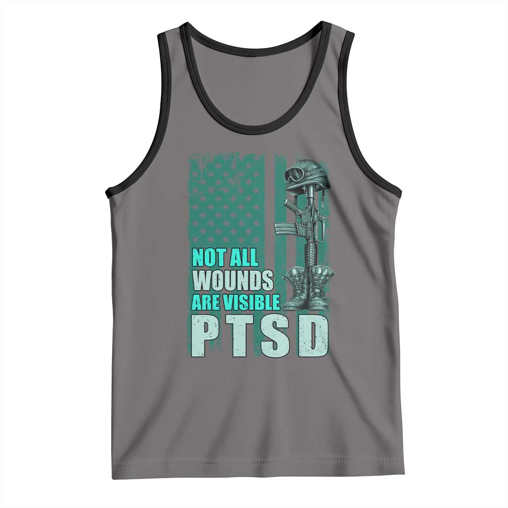 PTSD Awareness Not All Wounds Are Visible Tank Top PTSD Veteran Military Soldier TS11 Deep Heather Black Print Your Wear