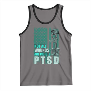 PTSD Awareness Not All Wounds Are Visible Tank Top PTSD Veteran Military Soldier TS11 Deep Heather Black Print Your Wear