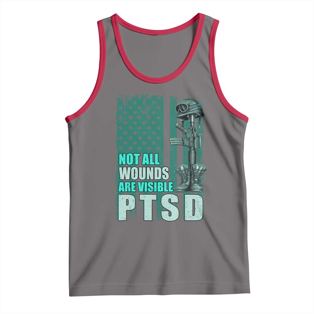 PTSD Awareness Not All Wounds Are Visible Tank Top PTSD Veteran Military Soldier TS11 Deep Heather Red Print Your Wear