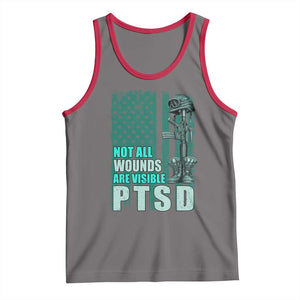 PTSD Awareness Not All Wounds Are Visible Tank Top PTSD Veteran Military Soldier TS11 Deep Heather Red Print Your Wear