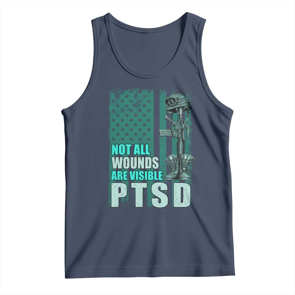 PTSD Awareness Not All Wounds Are Visible Tank Top PTSD Veteran Military Soldier TS11 Navy Print Your Wear