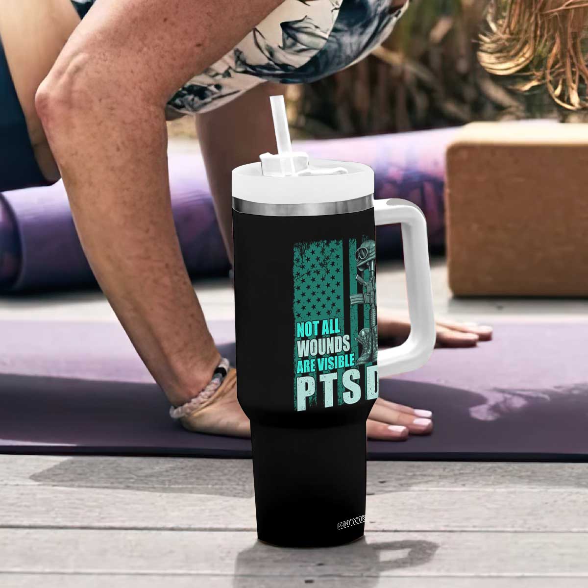 PTSD Awareness Not All Wounds Are Visible Tumbler With Handle PTSD Veteran Military Soldier TS11 Print Your Wear