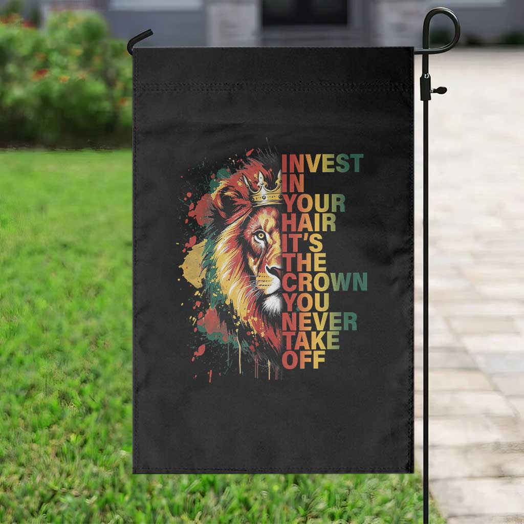 Rasta Lion Garden Flag Invest In Your Hair It's The Crown You Never Take Off Jamaican Pride TS11 Print Your Wear