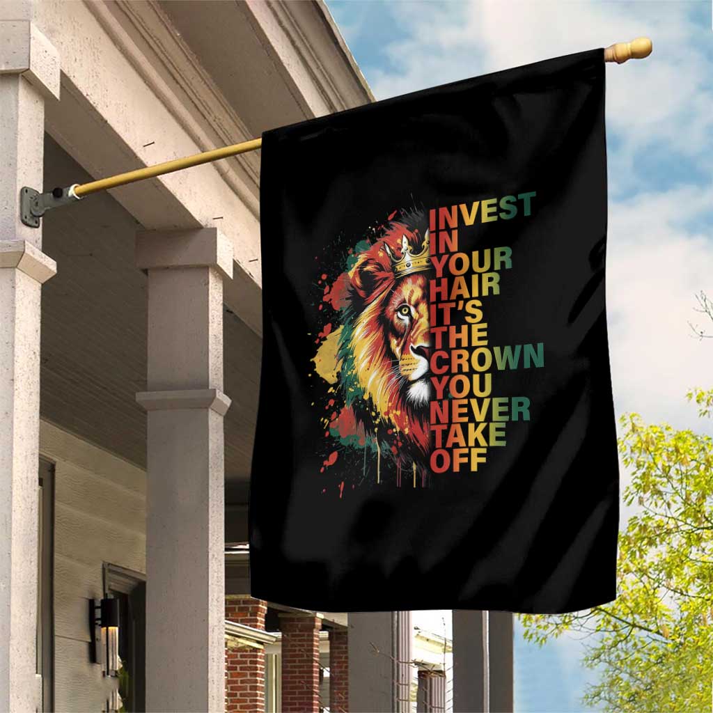 Rasta Lion Garden Flag Invest In Your Hair It's The Crown You Never Take Off Jamaican Pride TS11 Print Your Wear