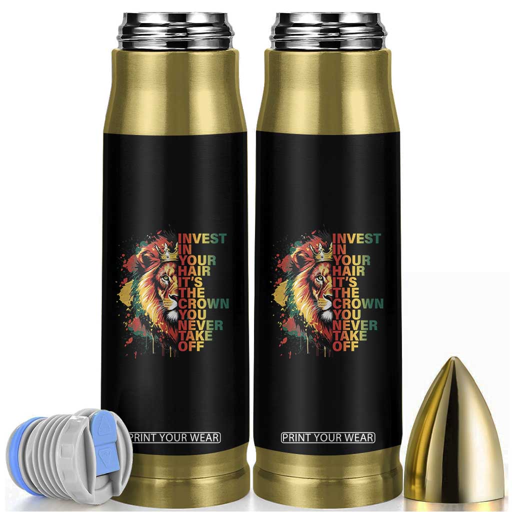 Rasta Lion Bullet Tumbler Invest In Your Hair It's The Crown You Never Take Off Jamaican Pride TS11 Black Print Your Wear