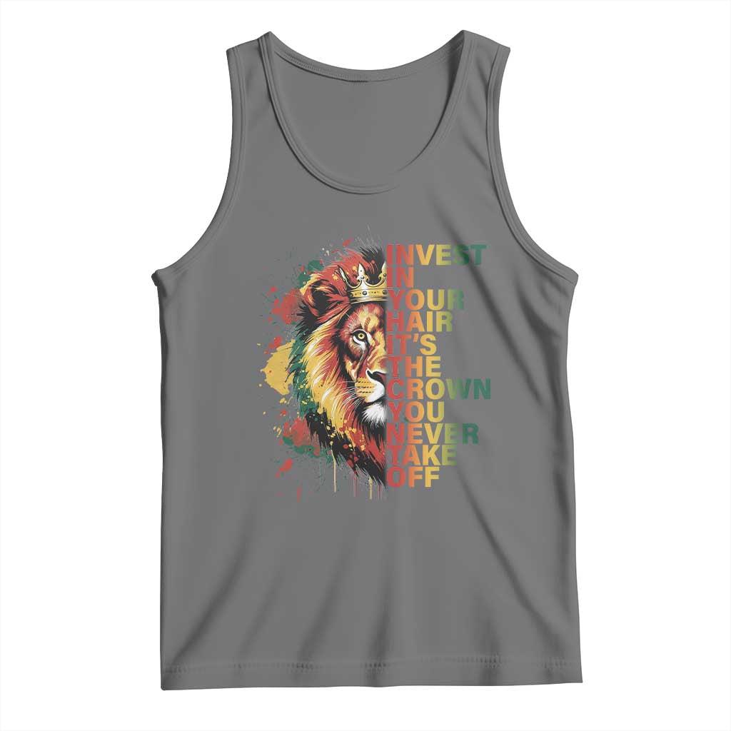 Rasta Lion Tank Top Invest In Your Hair It's The Crown You Never Take Off Jamaican Pride TS11 Black Heather Print Your Wear