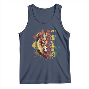 Rasta Lion Tank Top Invest In Your Hair It's The Crown You Never Take Off Jamaican Pride TS11 Navy Print Your Wear