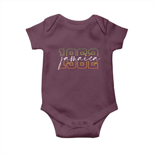 Proud Jamaican Baby Onesie Jamaica 1962 Rasta Flag TS11 Maroon Print Your Wear