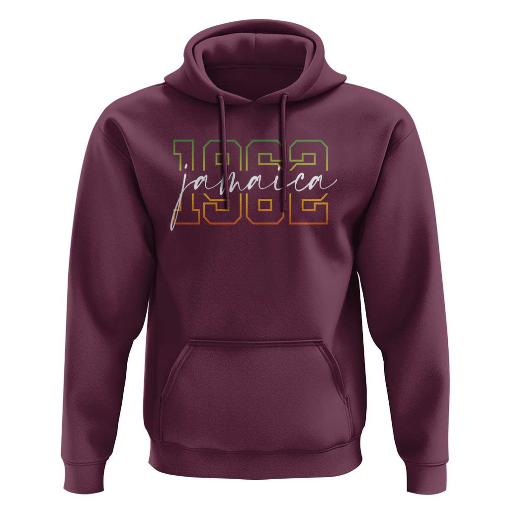 Proud Jamaican Hoodie Jamaica 1962 Rasta Flag TS11 Maroon Print Your Wear