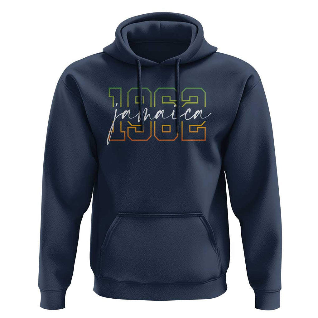 Proud Jamaican Hoodie Jamaica 1962 Rasta Flag TS11 Navy Print Your Wear