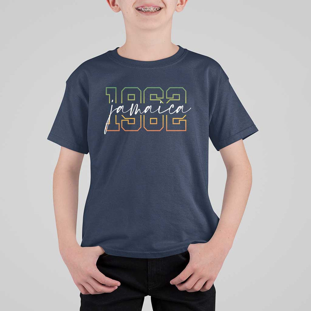 Proud Jamaican T Shirt For Kid Jamaica 1962 Rasta Flag TS11 Navy Print Your Wear