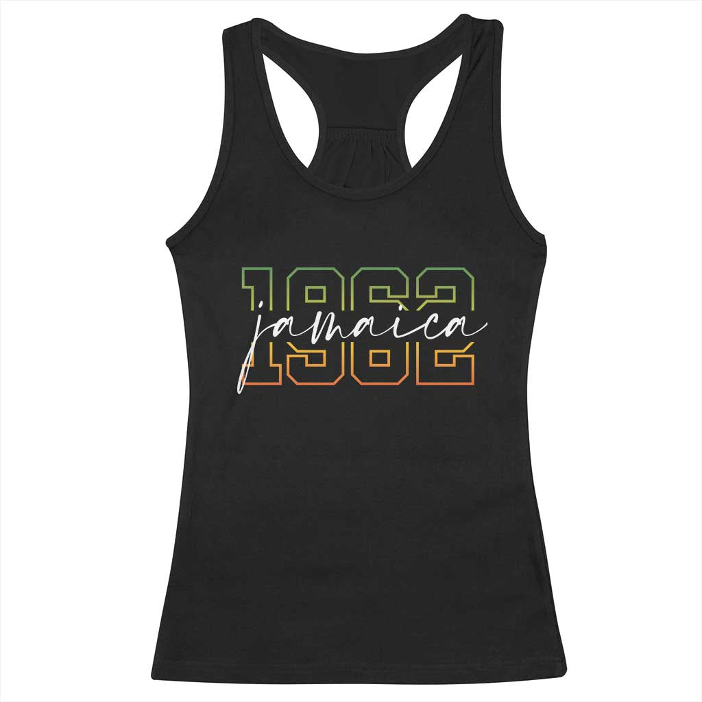 Proud Jamaican Racerback Tank Top Jamaica 1962 Rasta Flag TS11 Black Print Your Wear