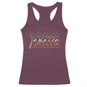 Proud Jamaican Racerback Tank Top Jamaica 1962 Rasta Flag TS11 Maroon Print Your Wear