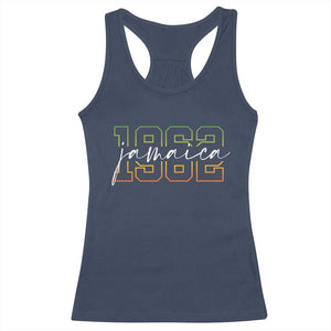 Proud Jamaican Racerback Tank Top Jamaica 1962 Rasta Flag TS11 Navy Print Your Wear