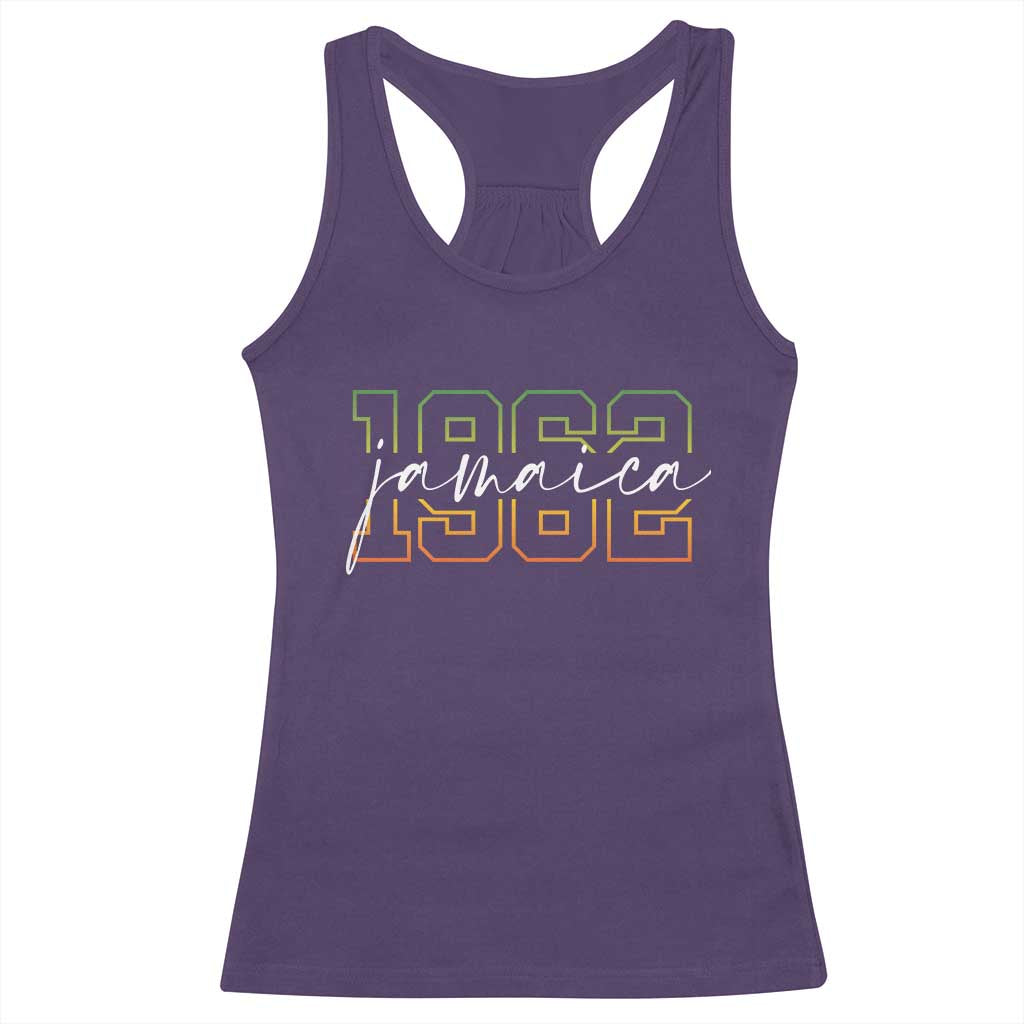 Proud Jamaican Racerback Tank Top Jamaica 1962 Rasta Flag TS11 Purple Print Your Wear