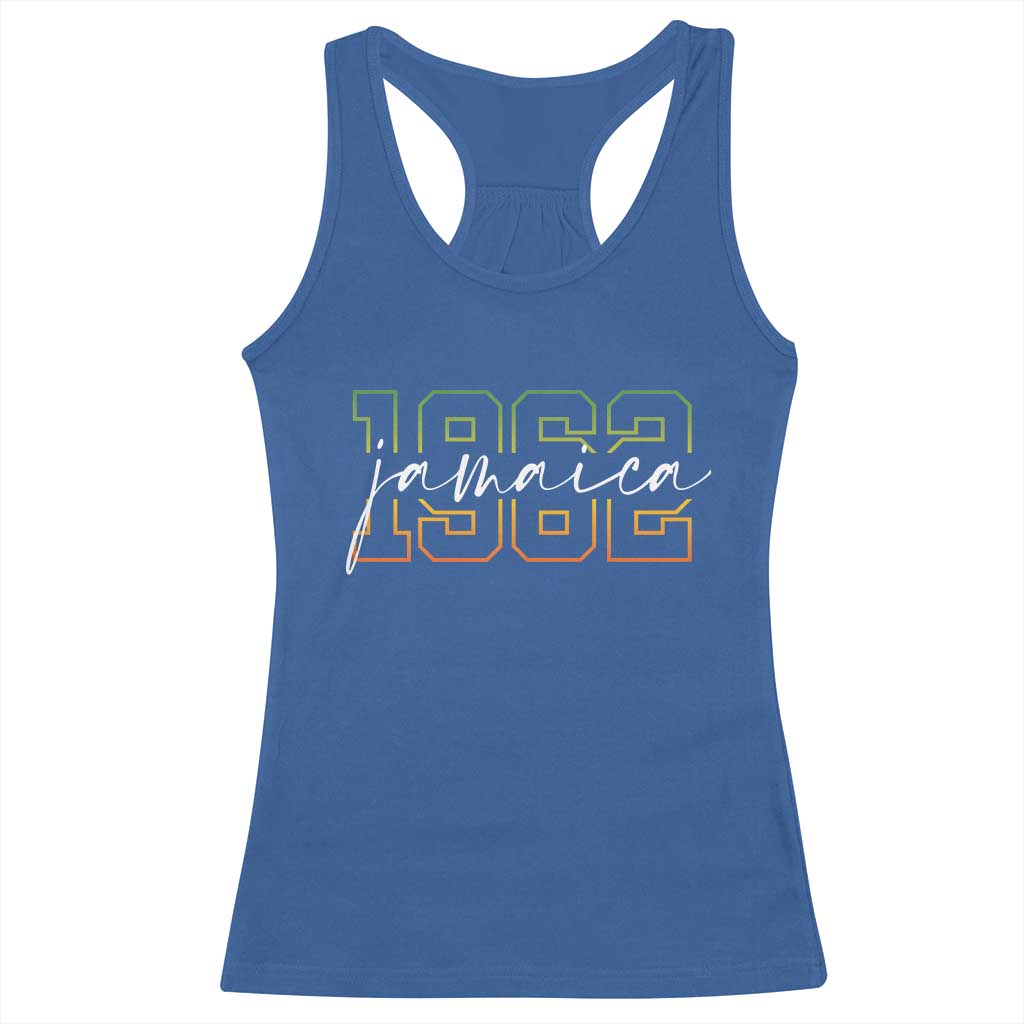 Proud Jamaican Racerback Tank Top Jamaica 1962 Rasta Flag TS11 Royal Blue Print Your Wear