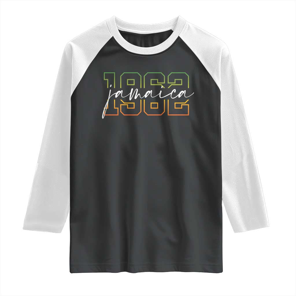 Proud Jamaican Raglan Shirt Jamaica 1962 Rasta Flag TS11 Black White Print Your Wear