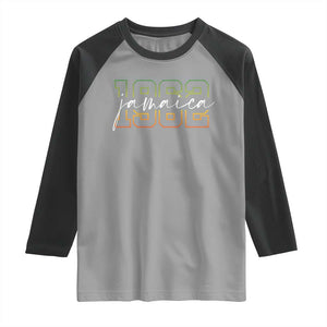 Proud Jamaican Raglan Shirt Jamaica 1962 Rasta Flag TS11 Sport Gray Black Print Your Wear