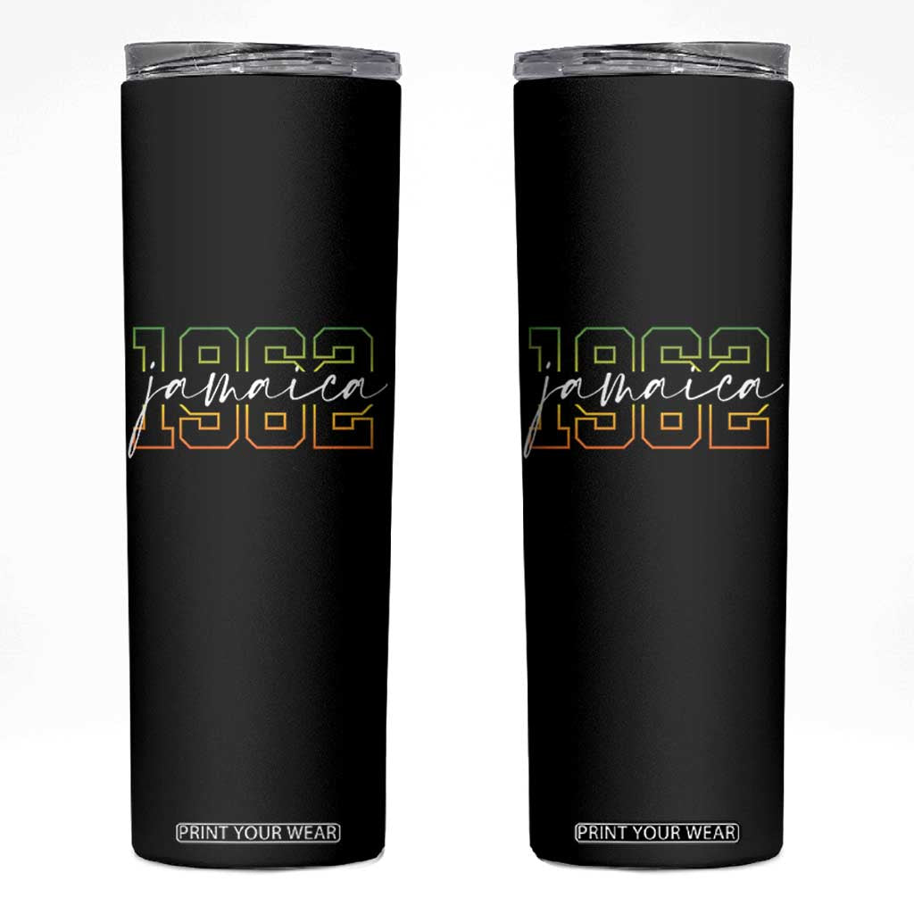 Proud Jamaican Skinny Tumbler Jamaica 1962 Rasta Flag TS11 Black Print Your Wear
