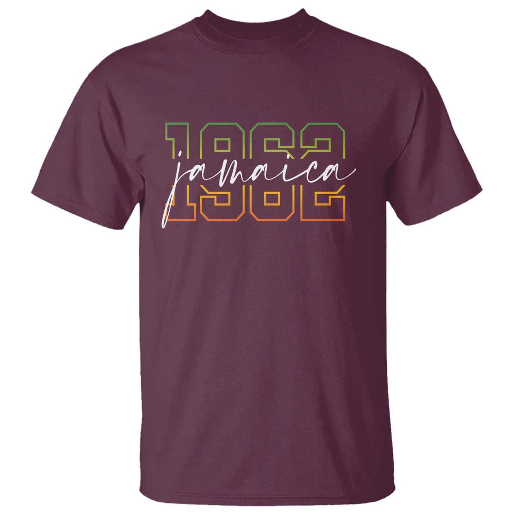 Proud Jamaican T Shirt Jamaica 1962 Rasta Flag TS11 Maroon Print Your Wear