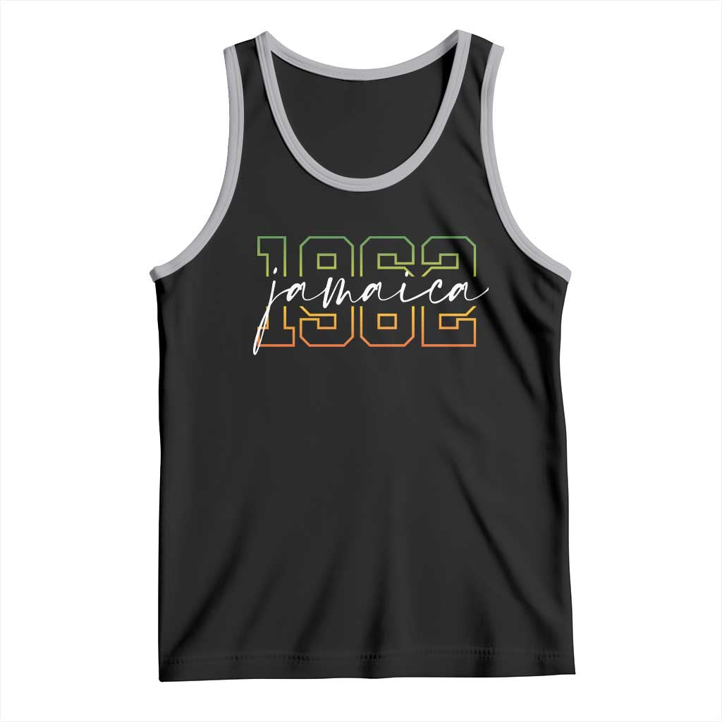 Proud Jamaican Tank Top Jamaica 1962 Rasta Flag TS11 Black Athletic Heather Print Your Wear