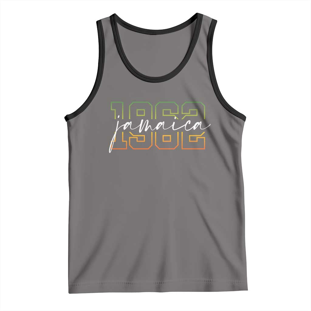 Proud Jamaican Tank Top Jamaica 1962 Rasta Flag TS11 Deep Heather Black Print Your Wear