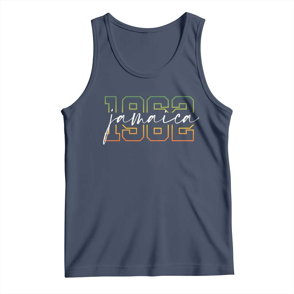 Proud Jamaican Tank Top Jamaica 1962 Rasta Flag TS11 Navy Print Your Wear