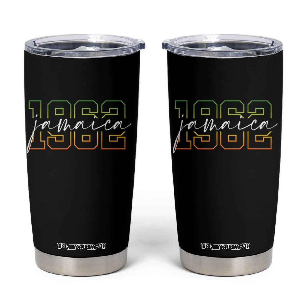 Proud Jamaican Tumbler Cup Jamaica 1962 Rasta Flag TS11 Black Print Your Wear