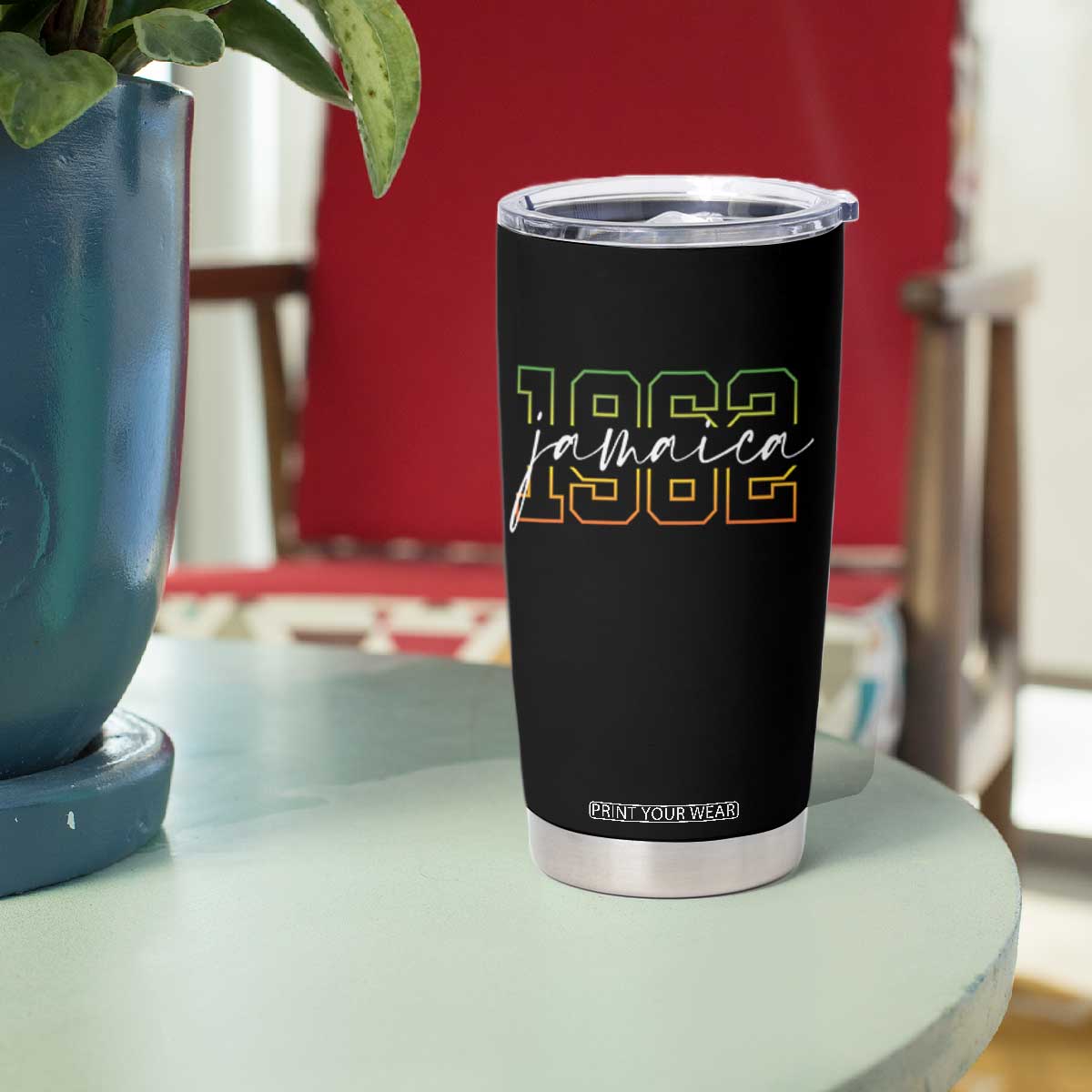 Proud Jamaican Tumbler Cup Jamaica 1962 Rasta Flag TS11 Print Your Wear