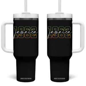 Proud Jamaican Tumbler With Handle Jamaica 1962 Rasta Flag TS11 One Size: 40 oz Black Print Your Wear