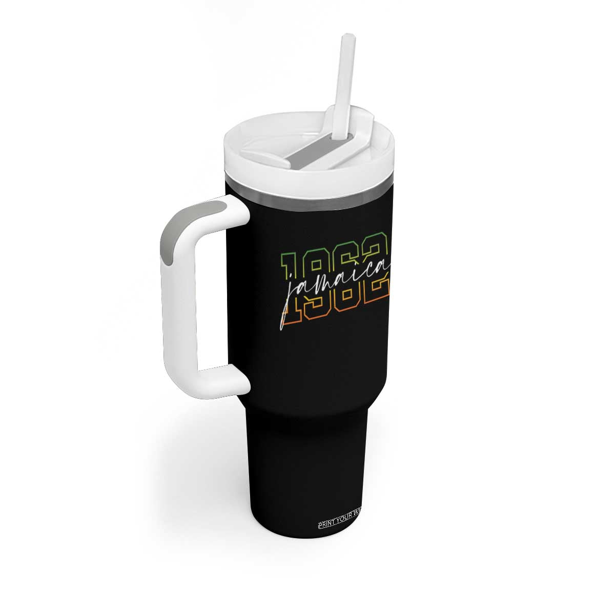 Proud Jamaican Tumbler With Handle Jamaica 1962 Rasta Flag TS11 Print Your Wear