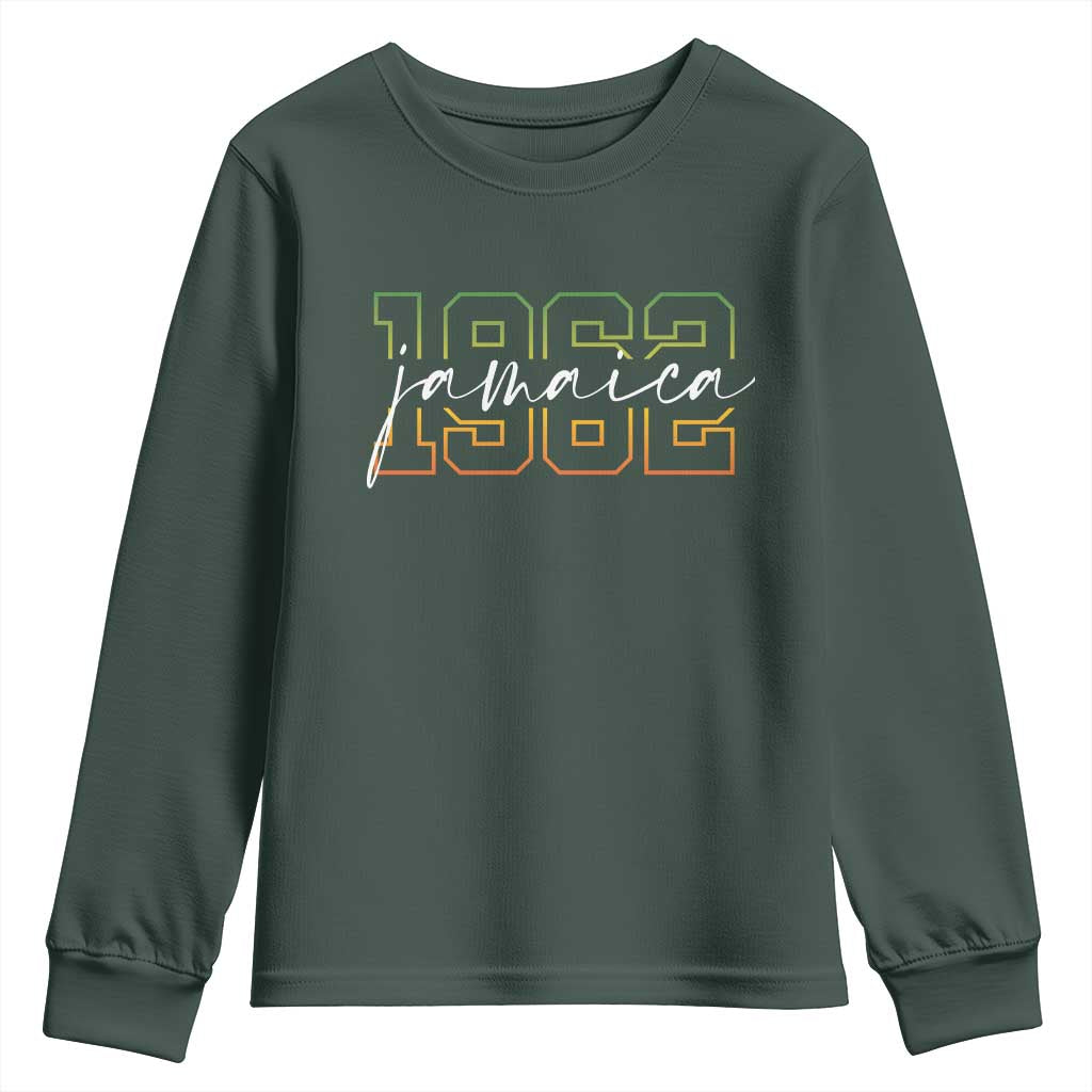 Proud Jamaican Youth Sweatshirt Jamaica 1962 Rasta Flag TS11 Dark Forest Green Print Your Wear