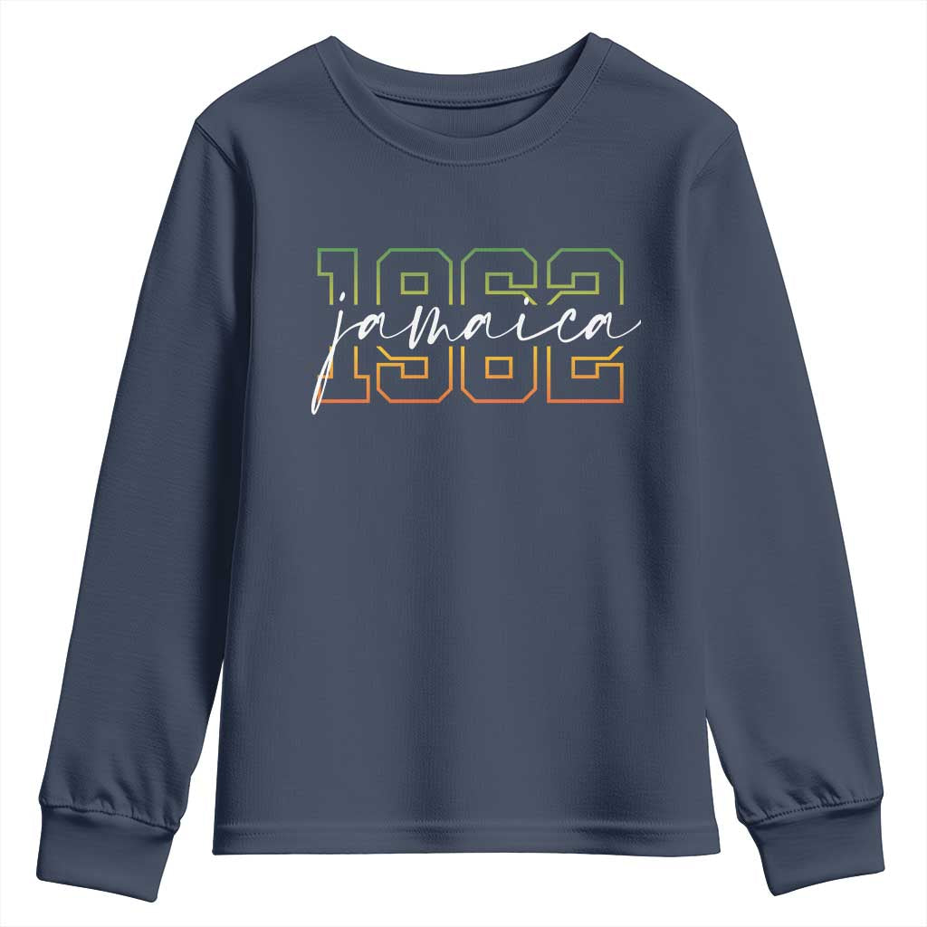 Proud Jamaican Youth Sweatshirt Jamaica 1962 Rasta Flag TS11 Navy Print Your Wear