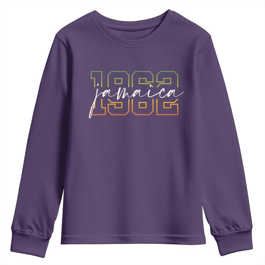 Proud Jamaican Youth Sweatshirt Jamaica 1962 Rasta Flag TS11 Purple Print Your Wear