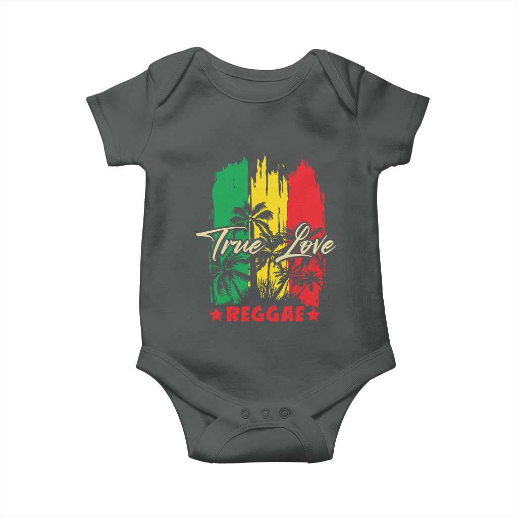 True Love Reggae Baby Onesie Jamaican Rasta Music Palm Tree TS11 Dark Heather Print Your Wear