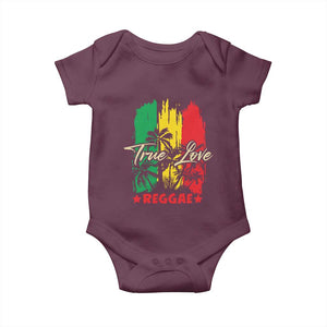 True Love Reggae Baby Onesie Jamaican Rasta Music Palm Tree TS11 Maroon Print Your Wear