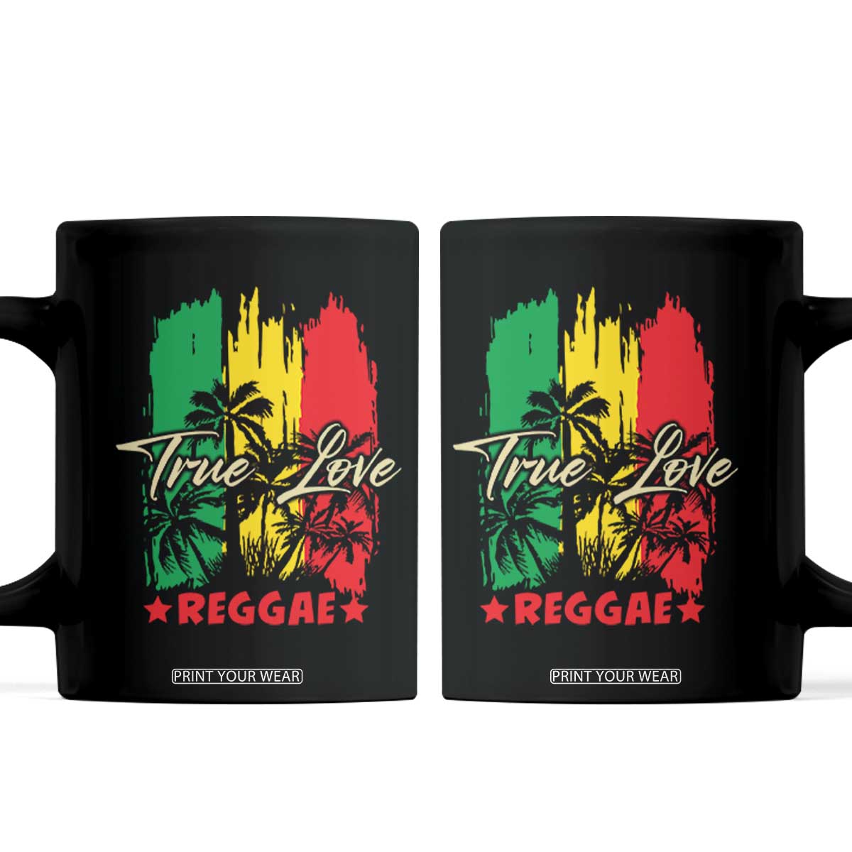 True Love Reggae Coffee Mug Jamaican Rasta Music Palm Tree TS11 Black Print Your Wear