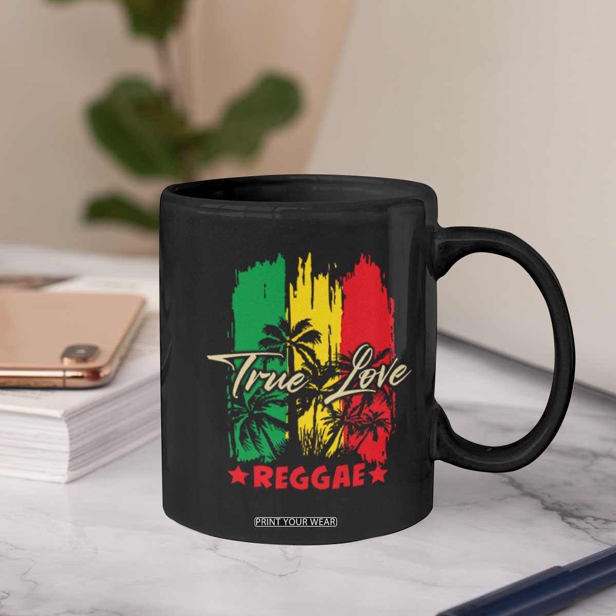 True Love Reggae Coffee Mug Jamaican Rasta Music Palm Tree TS11 Print Your Wear