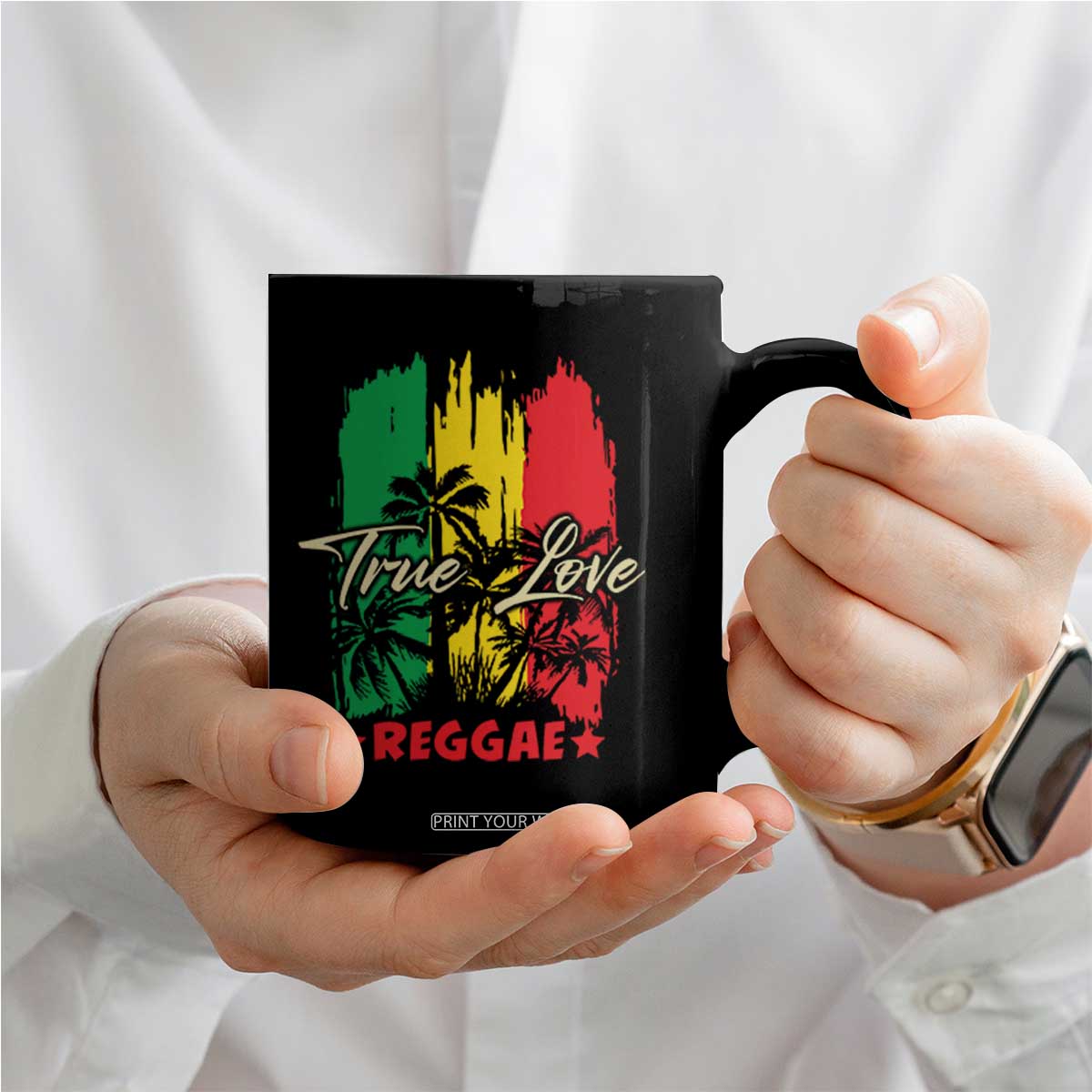 True Love Reggae Coffee Mug Jamaican Rasta Music Palm Tree TS11 Print Your Wear