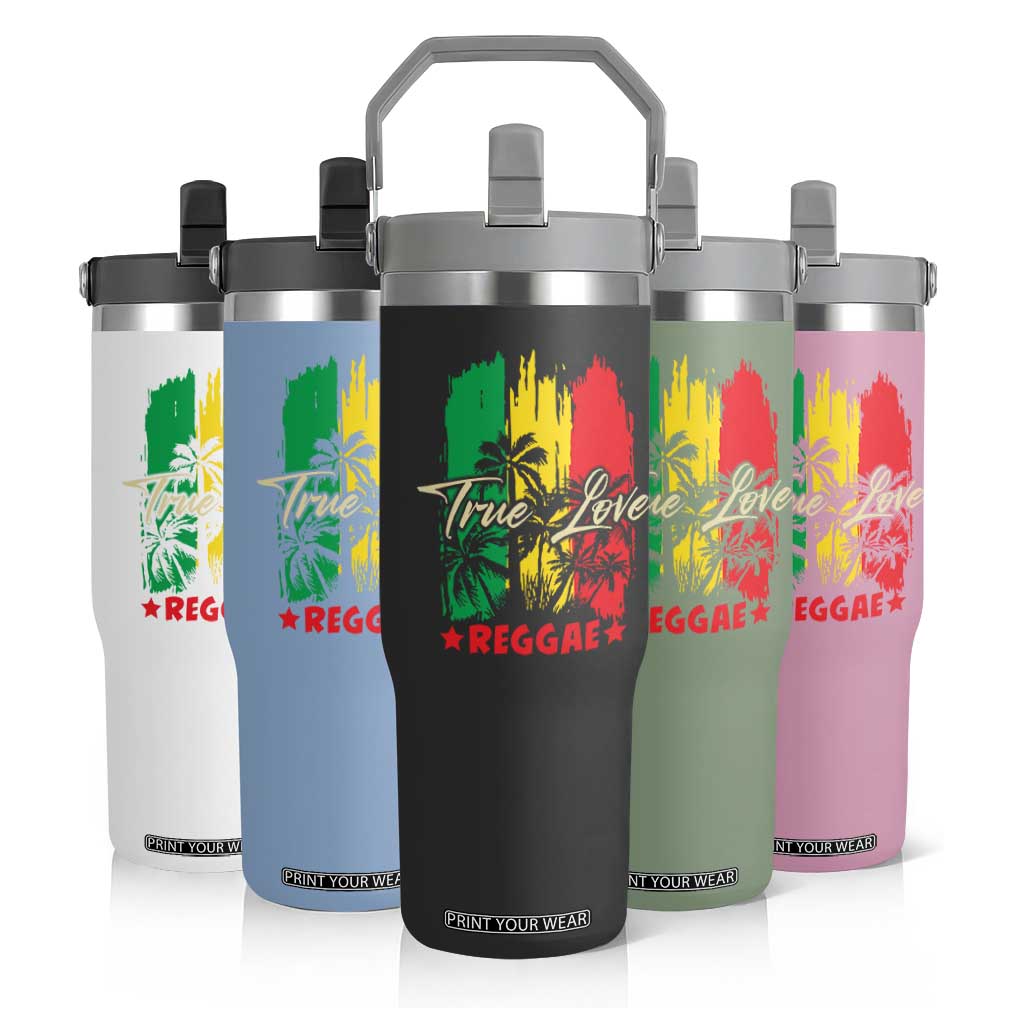 True Love Reggae Flip Straw Tumbler Jamaican Rasta Music Palm Tree TS11 Print Your Wear