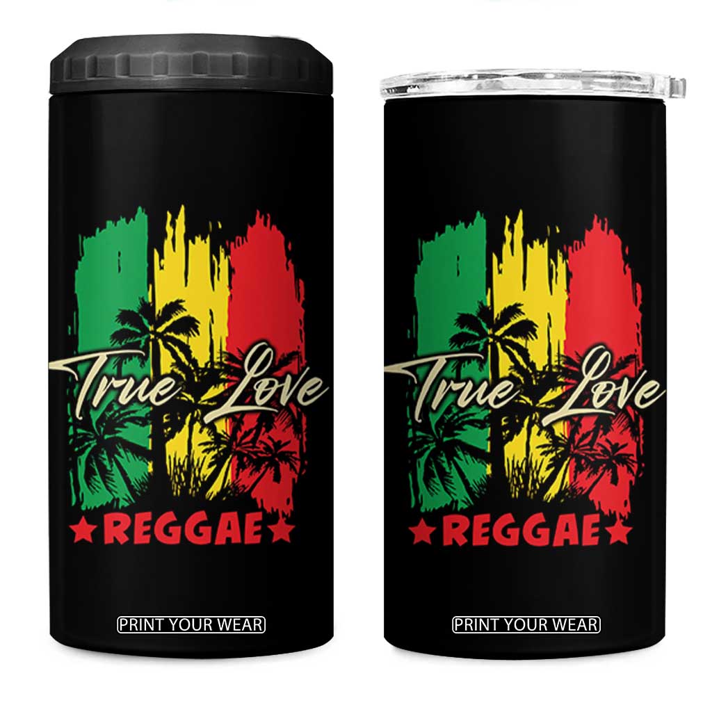 True Love Reggae 4 in 1 Can Cooler Tumbler Jamaican Rasta Music Palm Tree TS11 One Size: 16 oz Black Print Your Wear