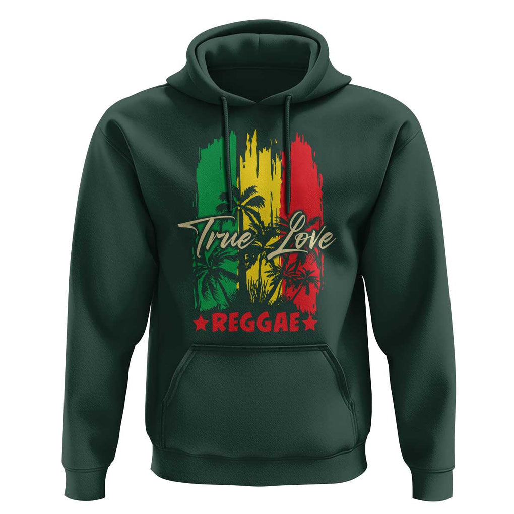True Love Reggae Hoodie Jamaican Rasta Music Palm Tree TS11 Dark Forest Green Print Your Wear