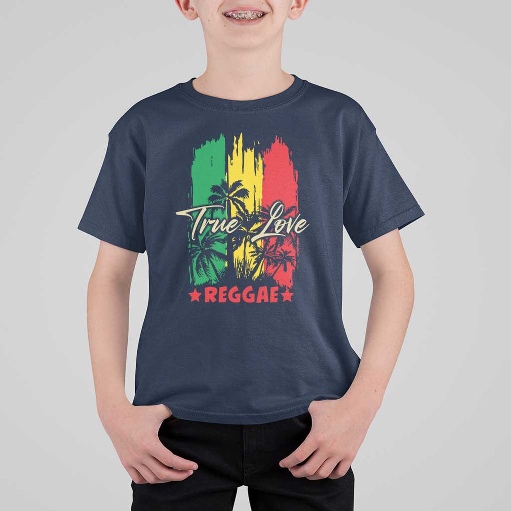 True Love Reggae T Shirt For Kid Jamaican Rasta Music Palm Tree TS11 Navy Print Your Wear