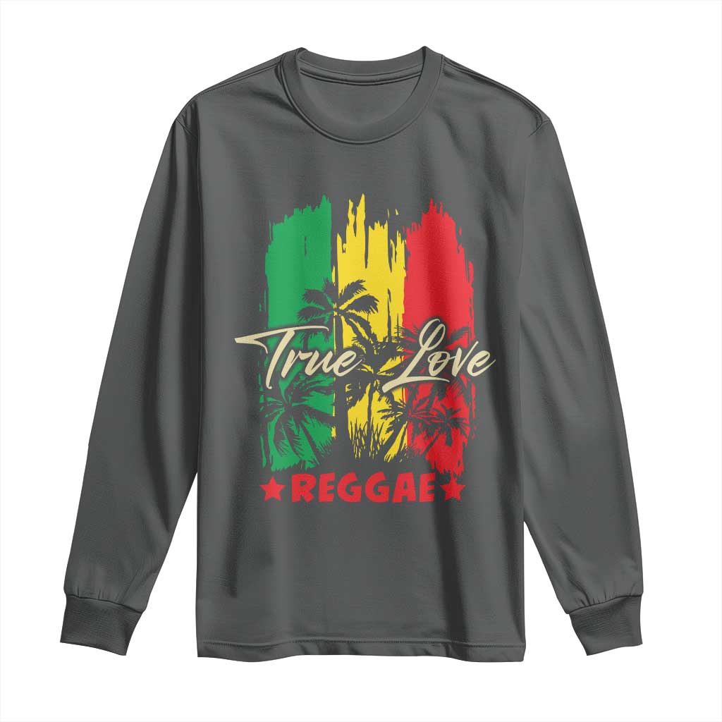 True Love Reggae Long Sleeve Shirt Jamaican Rasta Music Palm Tree TS11 Dark Heather Print Your Wear
