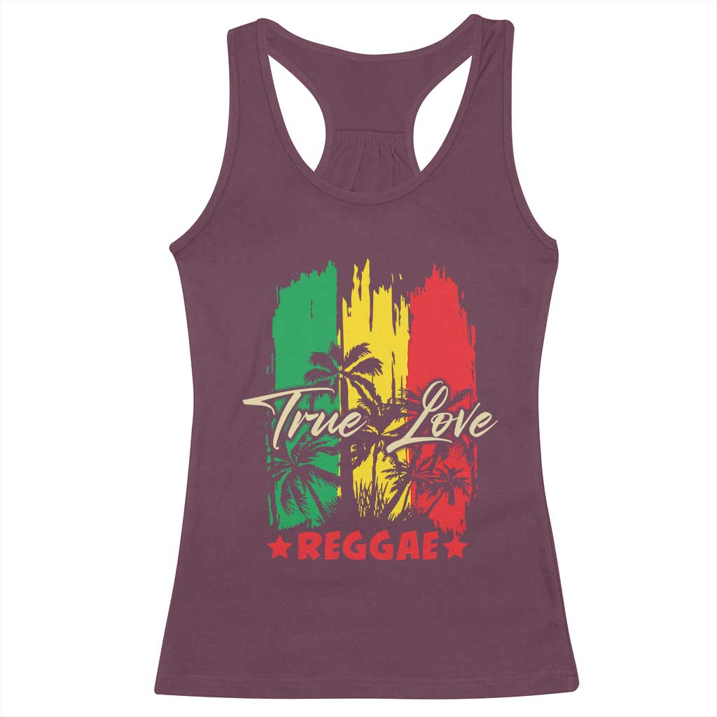 True Love Reggae Racerback Tank Top Jamaican Rasta Music Palm Tree TS11 Maroon Print Your Wear