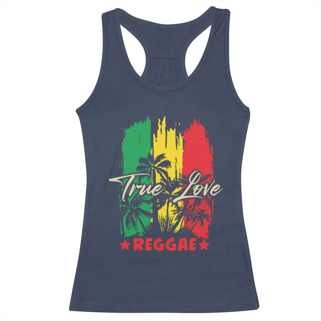 True Love Reggae Racerback Tank Top Jamaican Rasta Music Palm Tree TS11 Navy Print Your Wear