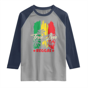 True Love Reggae Raglan Shirt Jamaican Rasta Music Palm Tree TS11 Sport Gray Navy Print Your Wear
