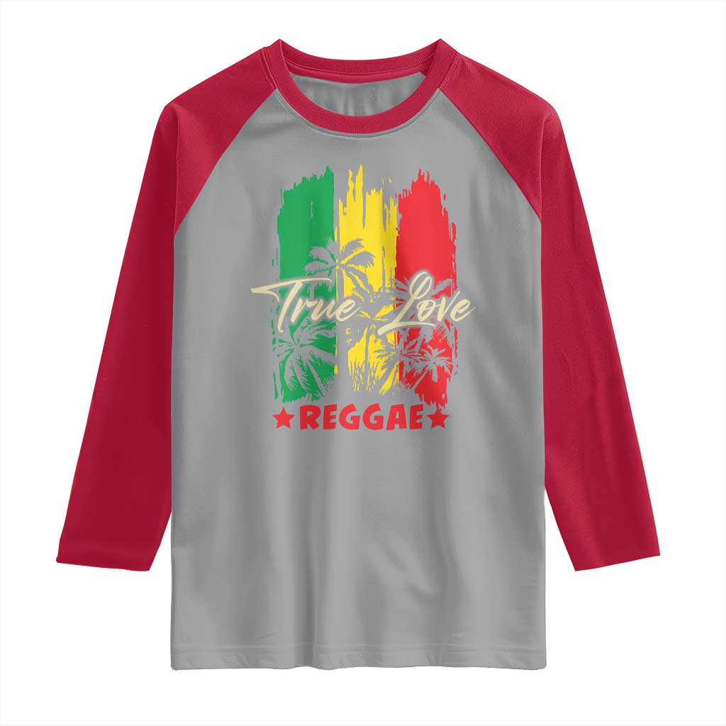 True Love Reggae Raglan Shirt Jamaican Rasta Music Palm Tree TS11 Sport Gray Red Print Your Wear