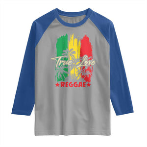 True Love Reggae Raglan Shirt Jamaican Rasta Music Palm Tree TS11 Sport Gray Royal Print Your Wear